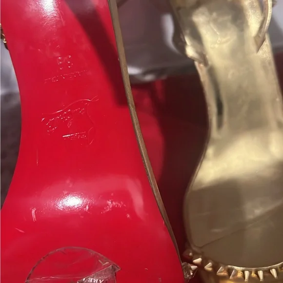 Christian Louboutin "So Me" Spiked Metallic Gold Heels - Picture 11 of 12